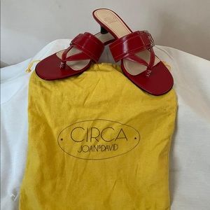 Red patent leather circa joan & david sandals with kitten heel
